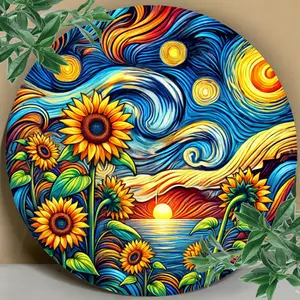 Room Decoration Set, Sunflower Design 7.8inch Graphic Design Print Retro Aluminum Tin Plate Material Decorative Painting, Decorate Living Room, Bedroom, Kitchen, Office, Bathroom, Outdoor Wall Art