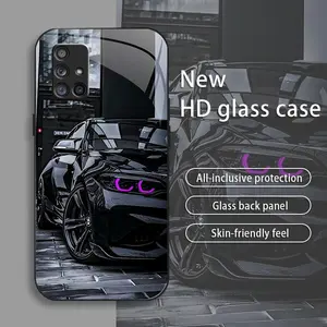Black Racing drop-resistant glass phone case suitable for [Galaxy A71 5g] protective film full cover protective glass back panel skin-friendly feel 995