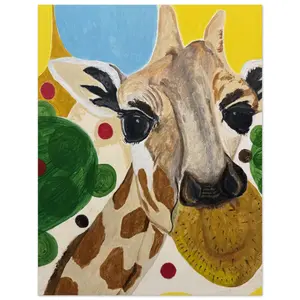 Colorful Giraffe Fine Art Poster - Geometric Background, Vibrant Giclée Print