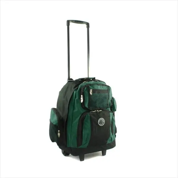 212 MAIN Transworld 738131-GRN Wheel-Equipped Roll-Away Deluxe 2-in-1 Backpack - Green, Airline-Compatible Carry-On Luggage, Backpacks for School, Travel-Functional Bag