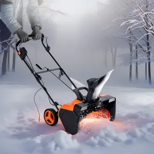 23 inch Electric Snow Blower 15A Corded with Dual LED Headlights 180° Rotating Chute 25FT Throwing Distance 12" Clearing Depth Walk Behind for Driveway Sidewalk