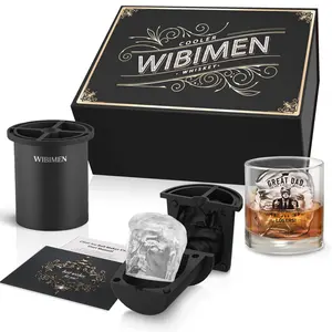 WIBIMEN Clear Ice Cube Set - Party-Ready Ice Ball Maker & Glass - Fun Gift for Friends, Housewarming, Bachelor Party