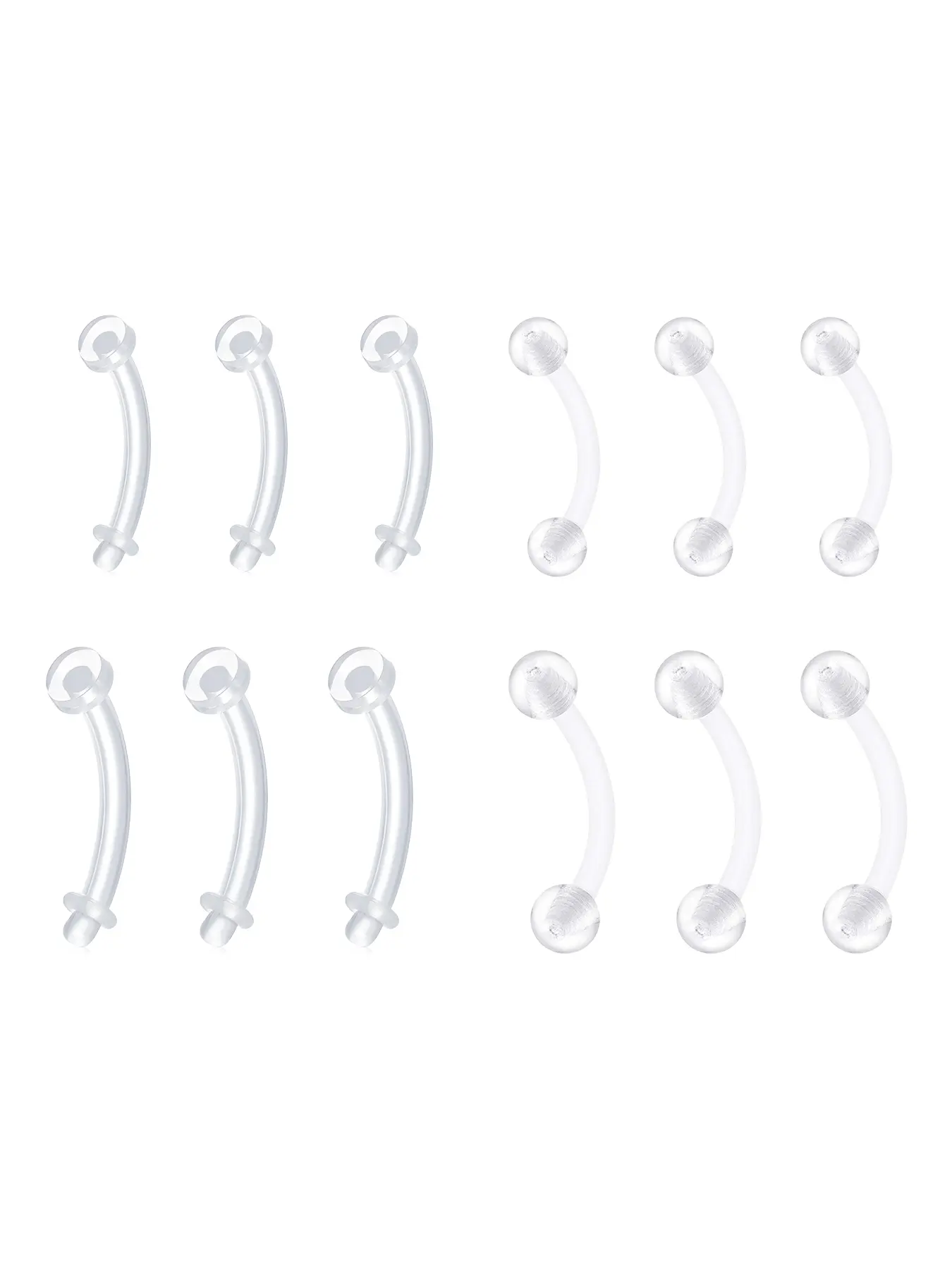16Gauge 14Gauge Clear Bioflex Plastic Daith Rook Earrings Eyebrow Rings Curved Barbells Flexible Invisible Belly Button Piercing Retainers Body Piercing Jewelry for Sports Work Surgery 8/10/12/14MM