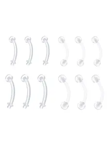 16Gauge 14Gauge Clear Bioflex Plastic Daith Rook Earrings Eyebrow Rings Curved Barbells Flexible Invisible Belly Piercing Retainers Body Piercing Jewelry for Sports Work Surgery 8/10/12/14MM