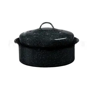 Granite Ware 3lb Round Covered Roaster Black - Pack of 2