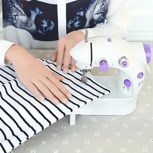 Home Mini Portable Electric Sewing Machine, Beginner Sewing Machine, Foot Pedal Handheld Dual Thread Set, Requires Aa Batteries