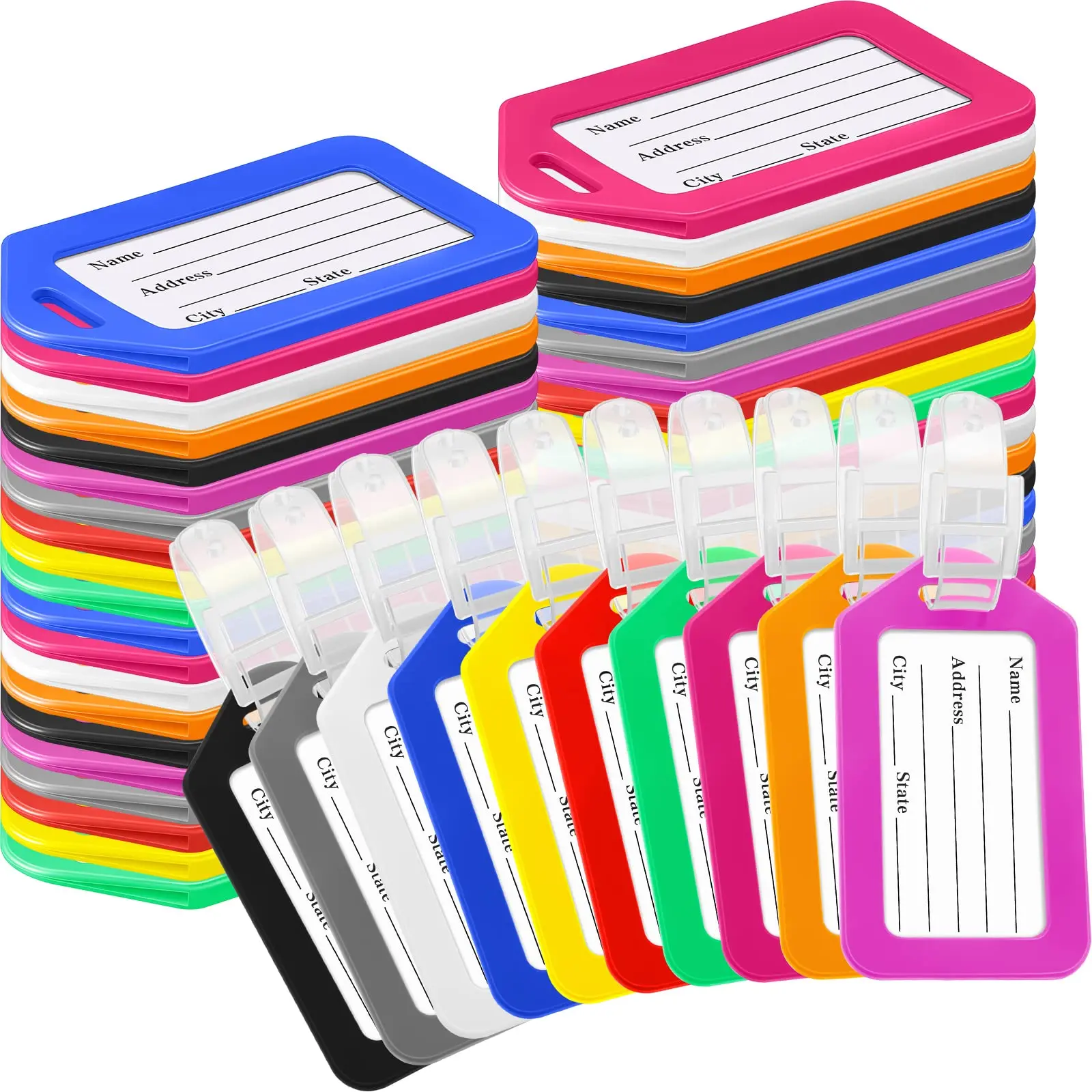 200 Pieces Bulk Luggage Tags For Suitcases Plastic Backpack Book Bag Baggage Name
