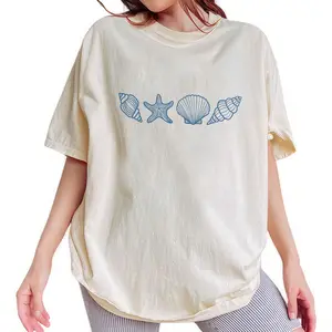 ChicCotton Retro Seashell Comfort Colors Shirt, Summer Vibes T-shirt, Beach Lovers Graphic Tee, Summer Gift For Her, Ocean Lover Gift