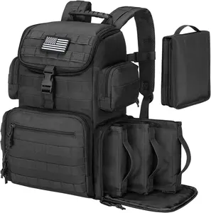 Tactical Range Backpack with 4 Storage Pouches | 1000D Nylon Waterproof MOLLE Rucksack 35-40L Large Capacity for Outdoor Range Gear Bag