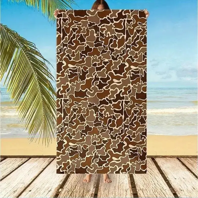Large Beach Towel Highly Absorbent, Camouflage Print, Lightweight Sand-Free, Ideal for Summer, Beach, Party, Travel, Camping, Holiday Gift, Absorbent Drying Towel, Quick Dry Towels for Travel