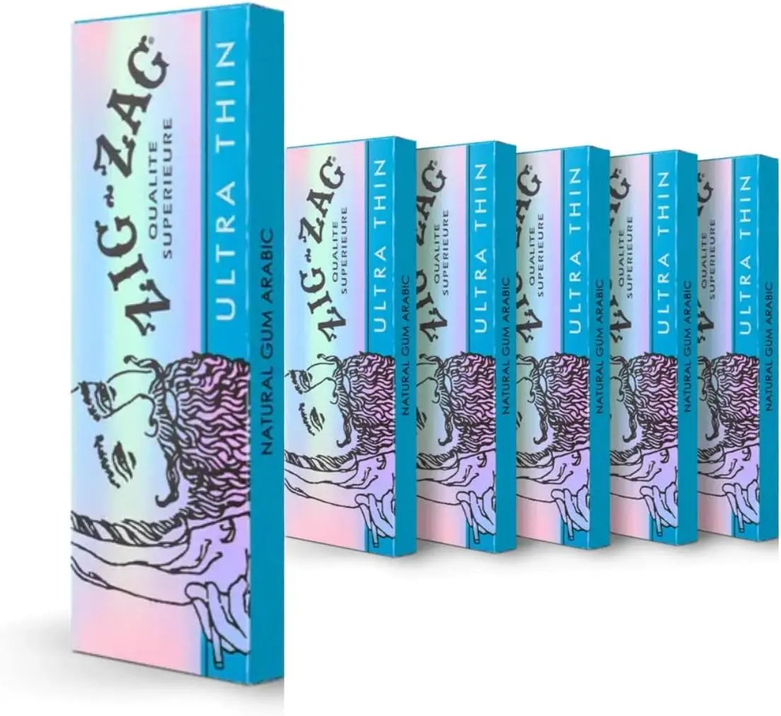 ZIG-ZAG 1 ¼ Ultra-Thin Slow Burning Rolling Papers, 6 Booklets with 32 Sheets Each