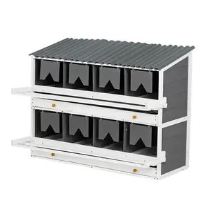 47"Lx26.4"Wx35.4"H Wooden Chicken Nesting Boxes, 8-Compartment Ventilated Egg Laying Box for Hens & Poultry, Breathable Design Moisture-Proof Non-Sultry, Easy to Clean with Rollout Egg Collection, PVC Roof & Foldable Perches