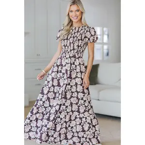 NURSING COLLECTION: Make The Right Choice Burgundy Red Abstract Maxi Dress