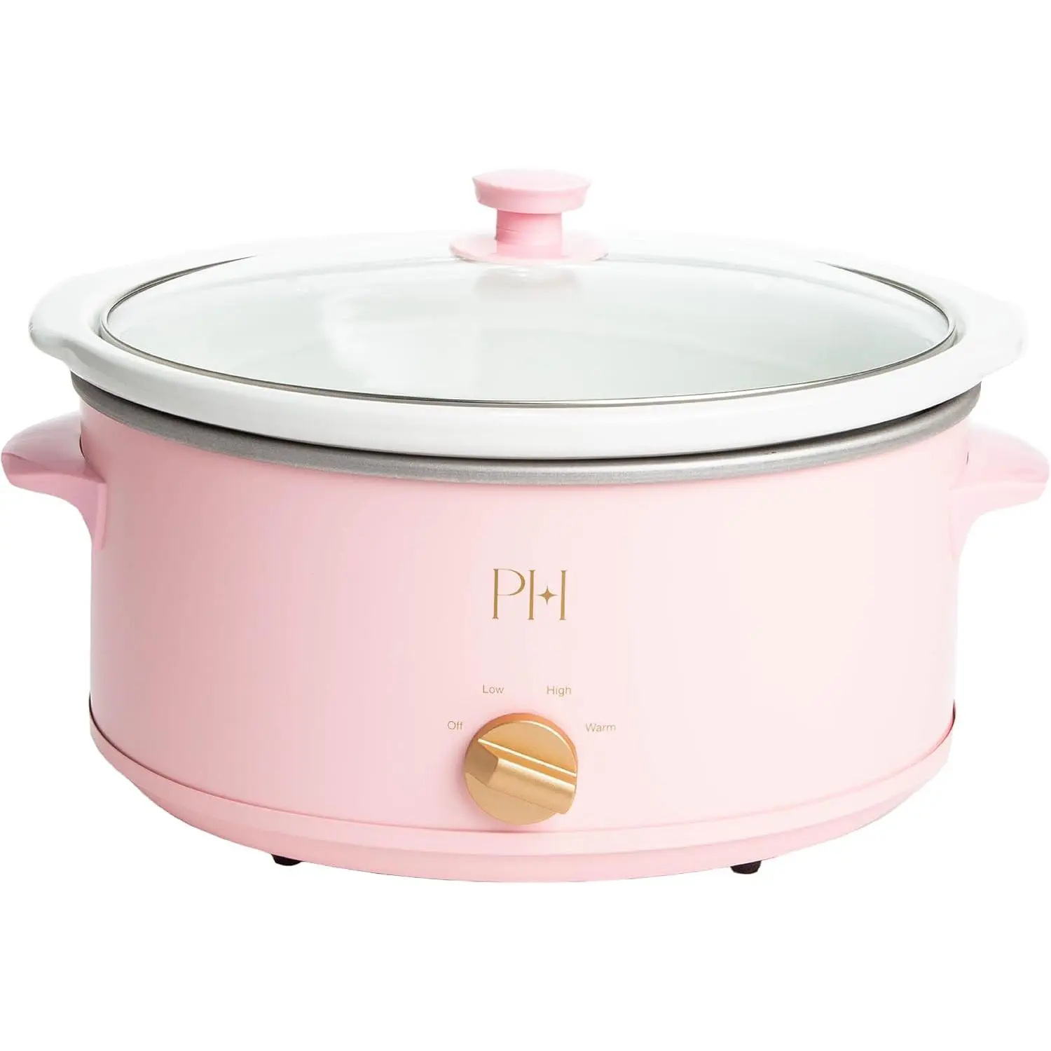 Paris Hilton 6-Quart Manual Slow Cooker, Naturally Nonstick Stoneware Ceramic Insert, Three Settings (Low, High, Warm), Dishwasher Safe Family Size Slow Cooker, Pink Cookware