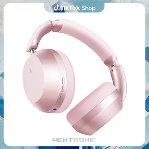 Wentronic Y04 Bluetooth Headphones Advanced Active Noise Cancelling 48H Playtime Hi-Fi Sound Over-Ear Headset Foldable Wireless Design with Comfort Fit Pink