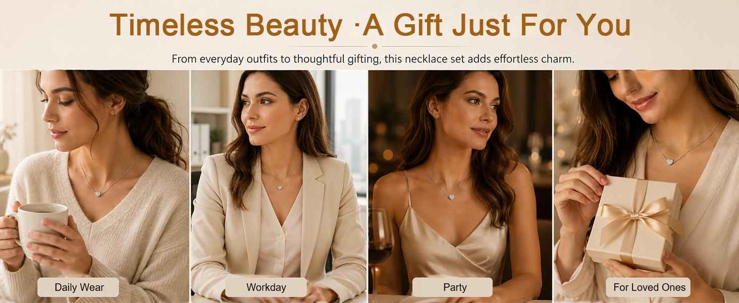BONISON 3PCS Layering Necklaces for Women, Stainless Steel Silver Box & Snake Chain Set with Magnetic Clasp, 16/18/20/24 Inch, Includes Jump Rings for Pendants