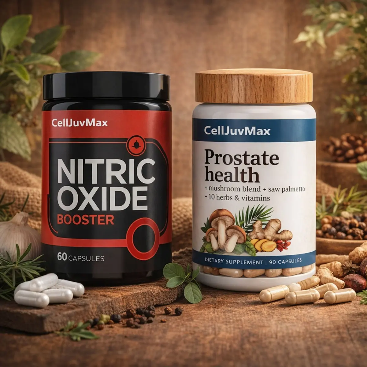 Men's Ultimate Health Dietary Supplement Pack - 60 Capsule Nitric Oxide Support, Natural Prostate Wellness Promoting Formula for Fitness, Healthcare, Human Edible Needs