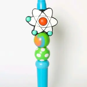 Teacher Beadable Pen with Atom Design and Colorful Beads for Creative Writing