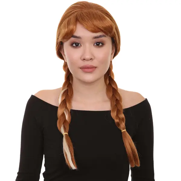 HPO Elegant Ginger Braided Wig Brown for Women Capless Wig Cosplay - Flame-Retardant Synthetic Fiber Wig