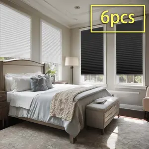 6pcs-Adjustable Pleated Sunshade Curtain Set, Easy Install & Remove, No Drilling Required, Spring Summer Shade, Suitable for Room Living Room Office