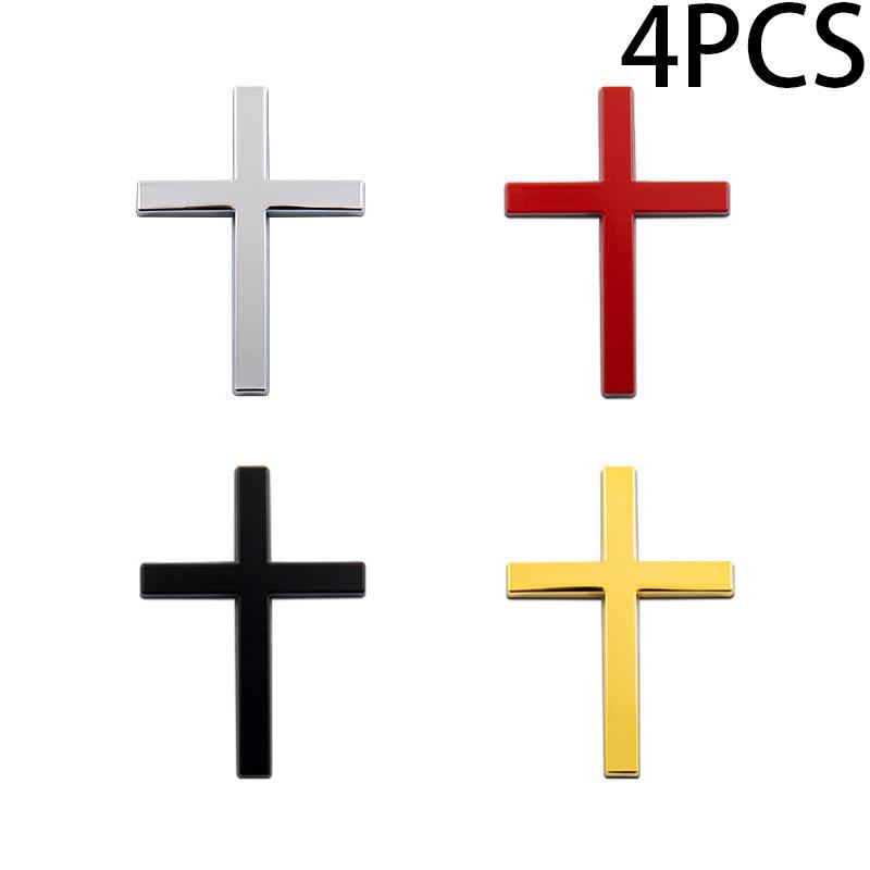 2/4 PCS – 3D Metal Cross Decals – Scratch-Concealing, Personalized Decorative Side Emblems