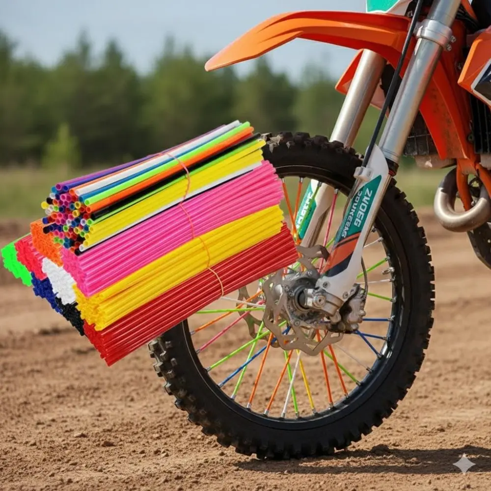 36-Pack Motorcycle Bike Spoke Clip-On Sleeve Safety Kits | Anti-Slip Design with Warning Tags, Universal for MTB & Wheel Maintenance, Bulk Repair or Replacement Accessories, Motorcycle Parts