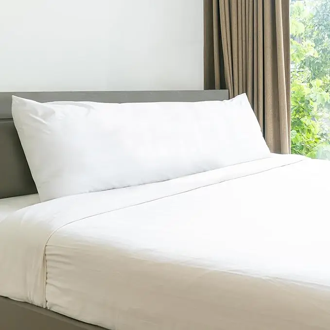 Mocassi Long Full Body Pillow Insert - Poly-Cotton Shell, Siliconized Fiber Fill, Hotel Premier Plush Support for Back Pain, Fatigue Relief, Pregnant Sleepers