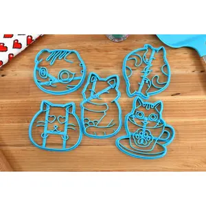 Kawaii Kitties Cookie Cutters - Bao Kitty, Boba Kitty, Folded Ear Kitty, Teacup Kitty, Yin Yang Kitty