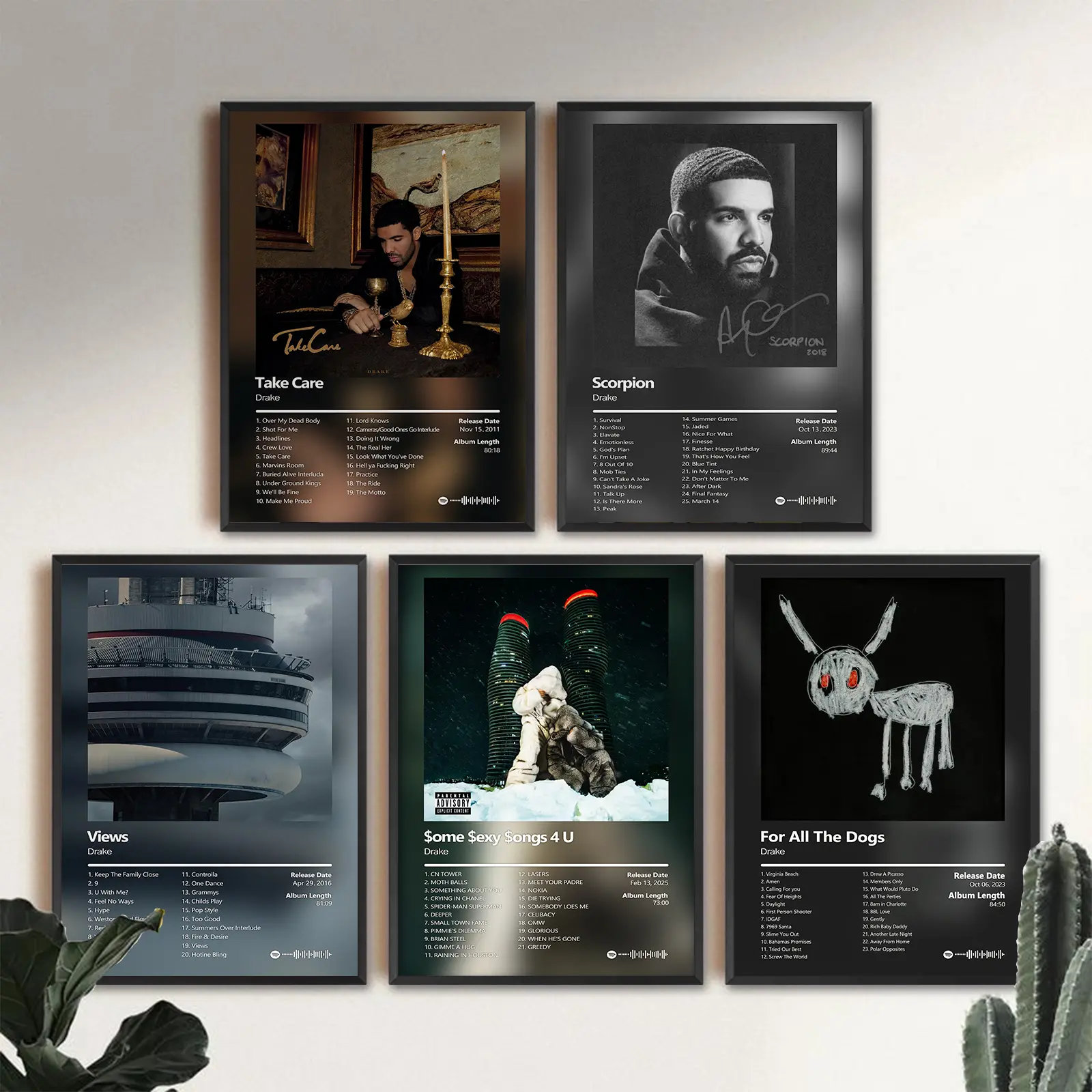Drake music album cover poster set, Fashion trend posters, hip-hop/R&B style posters, Modern home wall decoration art.