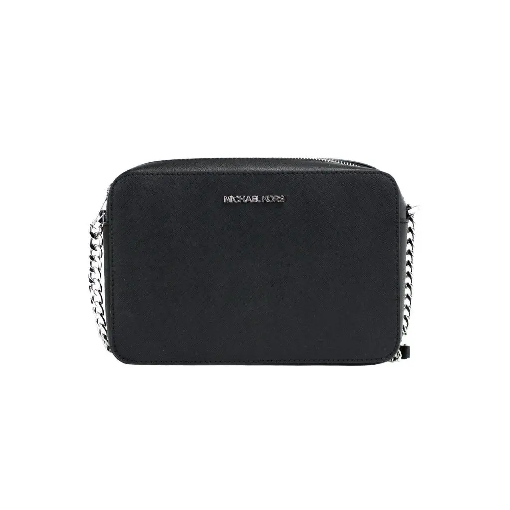 Pre-owned MICHAEL KORS Saffiano Leather, Leather Crossbody bags East West Crossbody Bag (Black Women's Gold)