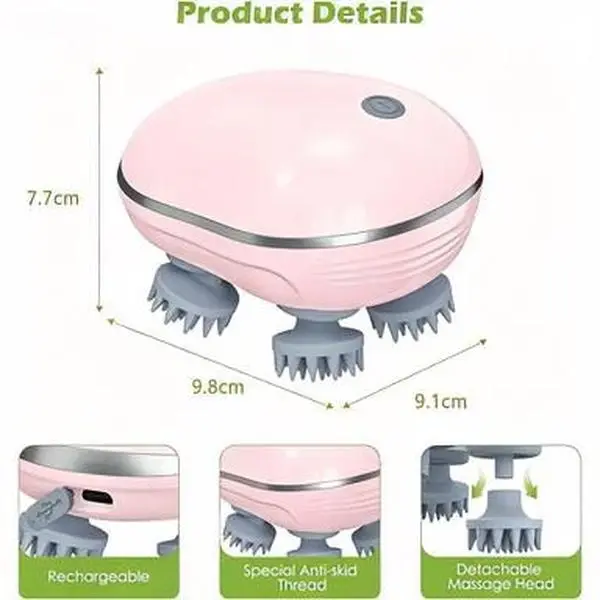 KeeKit Rechargeable Detachable Portable Electric Pet Massager for Dogs & Cats - Handheld Grooming Tool with 3 Speed Modes, 9.8cm Width, 7.7cm Height, Waterproof Head for Tension Relief & Stress Soothing