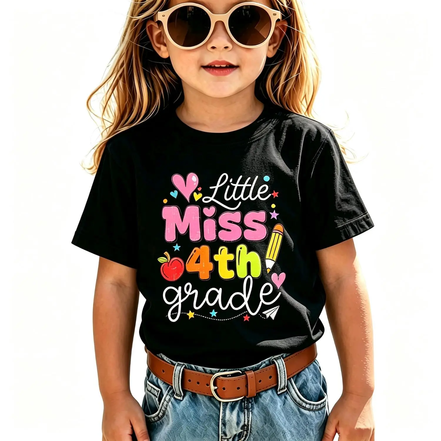 Little Miss 4th Grade Back to School Cute Fourth Grade Girls T-Shirt