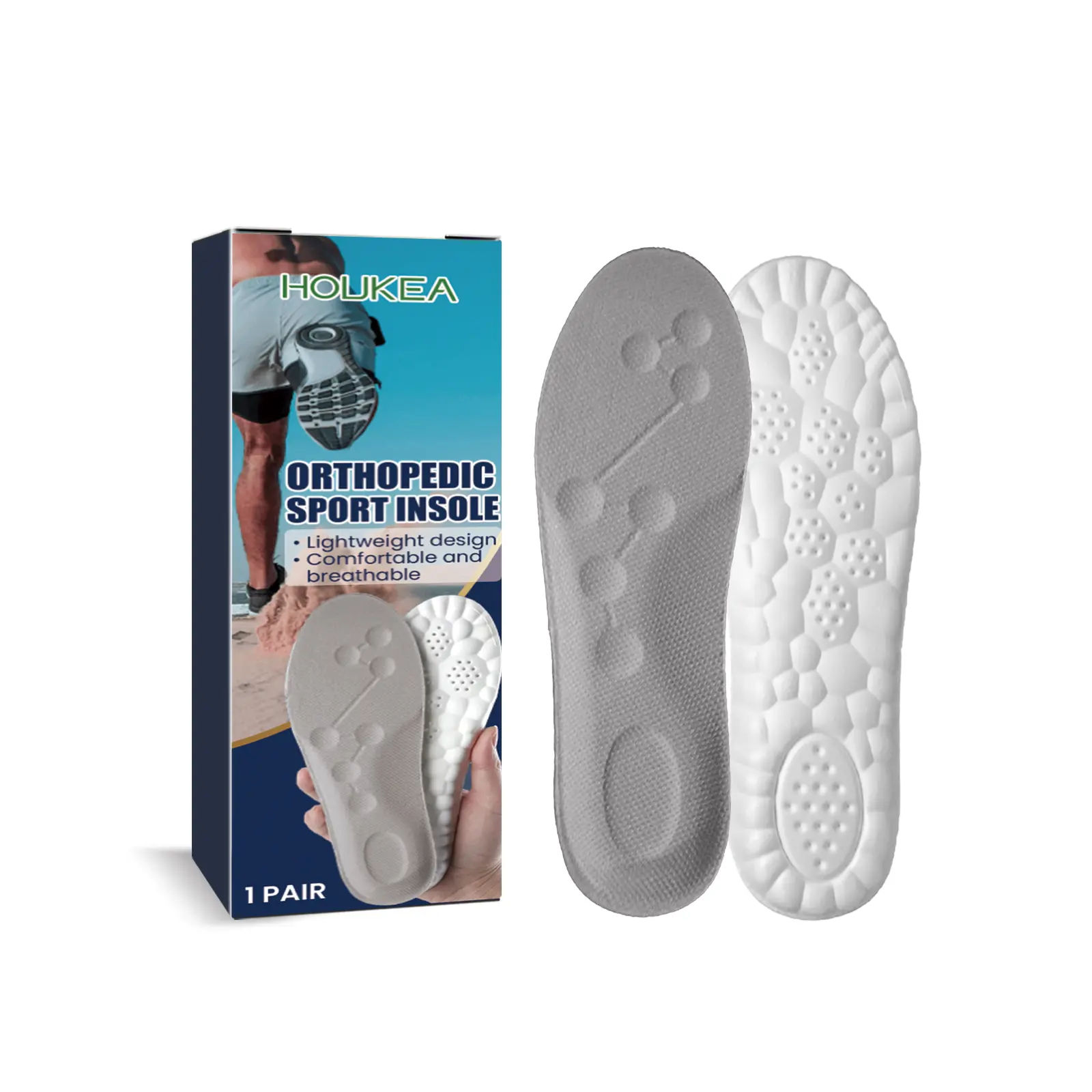 Houkea Orthopedic Sports Insoles, Foot Posture Correction Arch Support Insoles Wear Resistant Non-Slip Care Insoles
