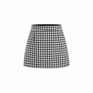 Cider Tweed High Rise Houndstooth Mini Skirt