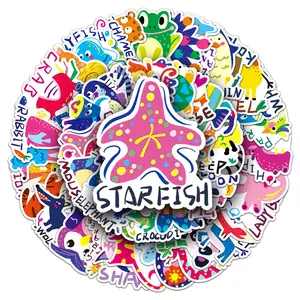 50Pcs Original Cartoon Animal Stickers, Waterproof Early Education Art, Cute Graffiti Decorations, Notebook Stickers for Kids