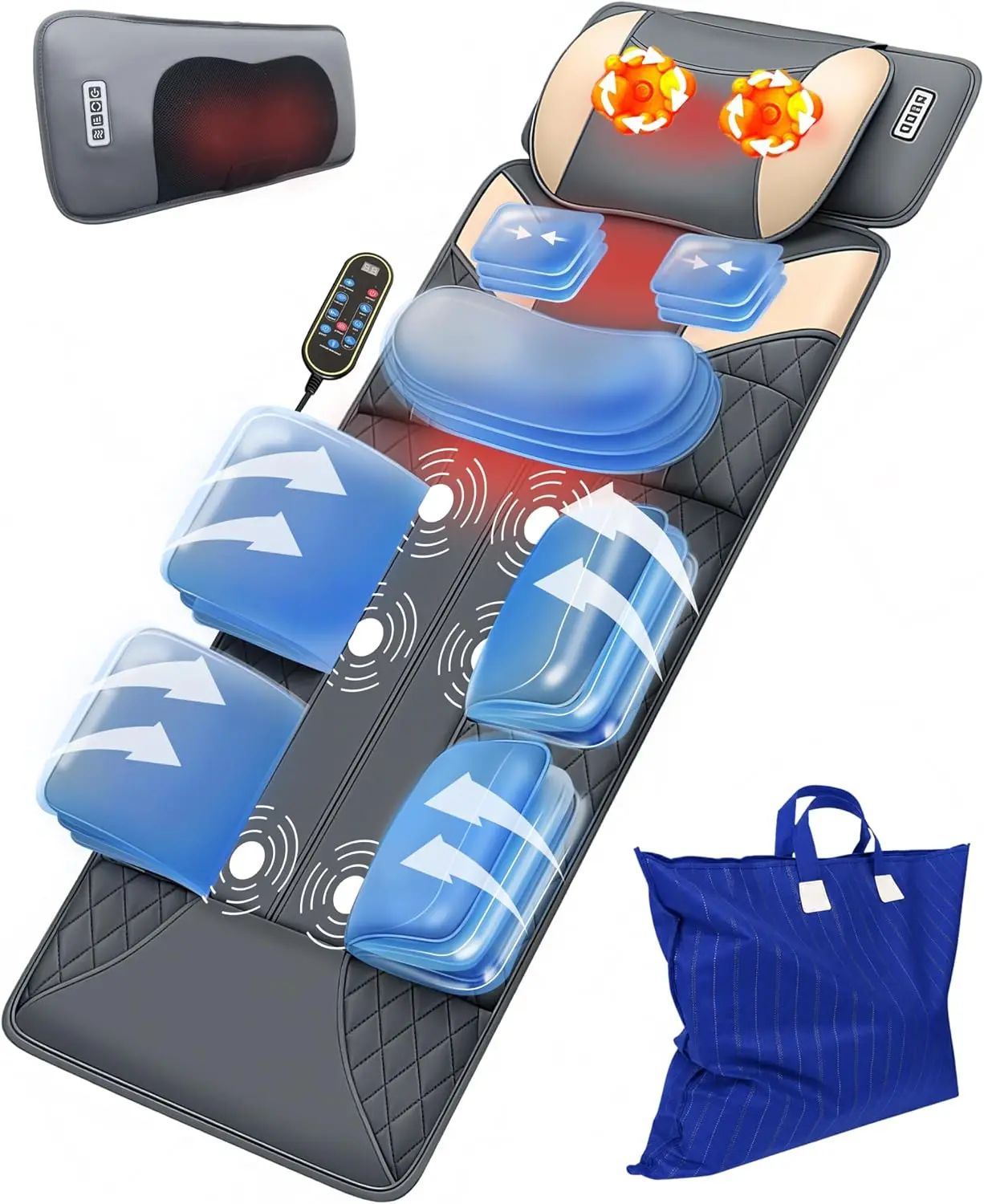 It Features A Built-in Heating Function And 360° Leg Loop Airbag Compression Massage. Suitable for The Neck, Back, Waist And Legs, It Offers 3D Lumbar Traction for Relaxation. Ideal for Home And Office Use, It's A Great Gift for Mom, Dad Or Ladies.