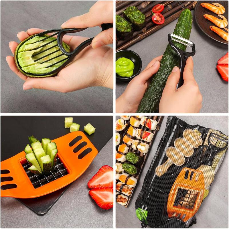 Sushi Making Kit, 32-in-1 Complete Set with Bazooka Roller, Nigiri & Musubi Presses, Bamboo Mats, Knife, Peeler, Animal Rice Molds, Chopsticks & More – Perfect for Family Fun