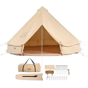 VEVOR Canvas Bell Tent, 4 Seasons 3 m/9.8ft Yurt Tent, Canvas Tent for Camping with Stove Jack, Breathable Tent Holds up to 4 People, Family Camping Outdoor Hunting Party