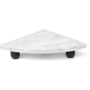 Marble Riser Decor Pedestal Tray, Decorative Pedestal Stand for Kitchen Counter Display (White-L)