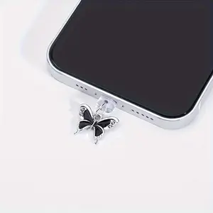 Butterfly Design Phone Charging Port Dust Plug, Cute Cellphone Anti Dust Plug, Cell Phone Charm, Phone Decoration Accessories, Phone Accessory for Smartphone, iPhone Type-C Tablet Charging Port