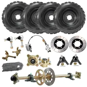 44" Go Kart Rear Axle Kit & 22x10-10 ATV UTV Wheel, Wheel Hubs, Steering Spindles, 530 Chain, Brake Caliper, Brake Rotor, Tie Rod End for DIY Karting Golf Cart Quad Buggy Four Wheeler Tricycle Taotao