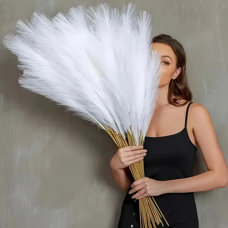 22 Pieces Artificial Pampas Grass Fake Reeds Artificial Flower Plastic Faux Flowers Artificial Flower Decorations Home Wedding Decoration DIY Bouquet Wreath Accessories for Valentine's Day Mother's Day