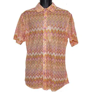 Lanzino Linen Blend Shirt # SSL124 Peach Combo