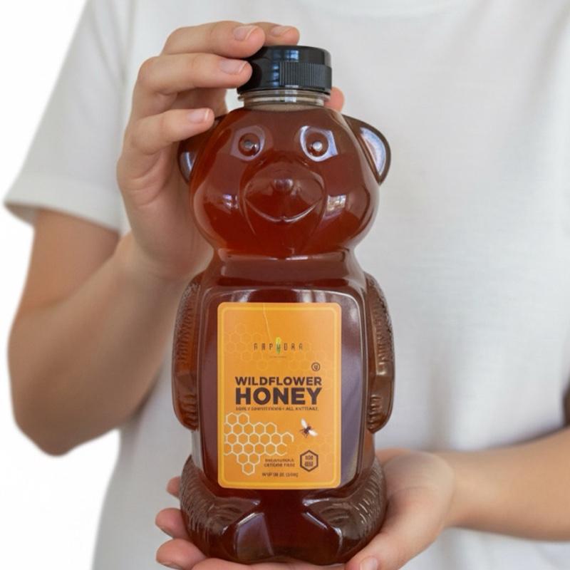 48 Oz Amphora Pure Honey - Natural Wildflower Honey in Bear-Shaped Bottle for Healthy Sweetening