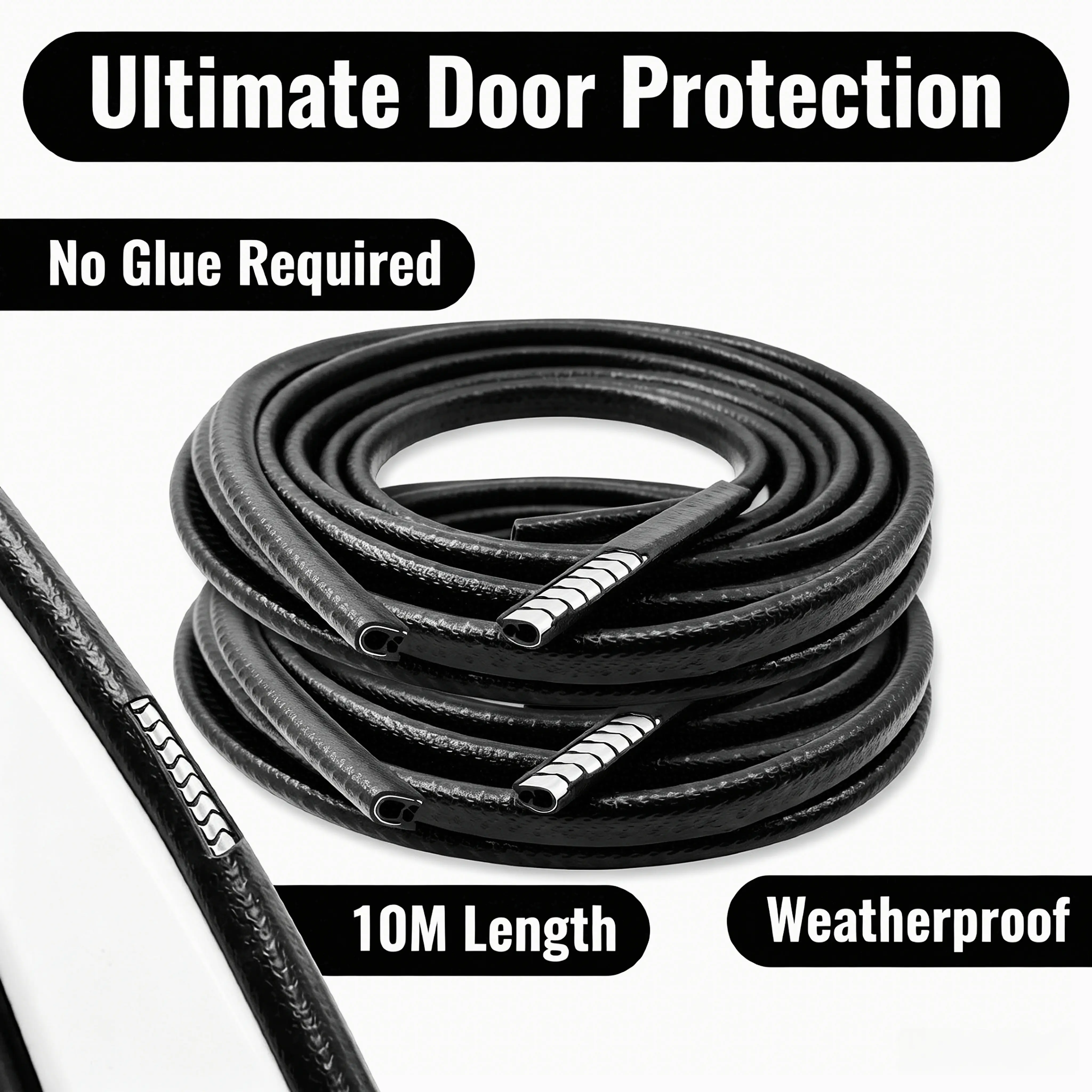 Rubber Edge Trim Guard Channel Edge Protector Seal Strip with Metal Clips Fit for 0.5-1.5mm Edge for Car Door Sheet Metal Hatches Table Corners, Black