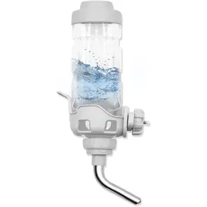 Dog Water Dispenser for Cage, 34oz Auto Feeding Crate Water Bottle for Dogs, Cats & Rabbits, Pet Nozzle Diameter: 12mm, BPA Free, Grey Handi-Drink Dog Waterer