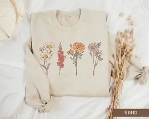 Custom Birth Month Flower Sweatshirt, Personalized Grandma’s Garden Crewneck, Floral Grandkids Name Sweater, Cute Gift for Grandma