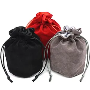 Red Grey Black Drawstring Dice Bag Dungeons and Dragons Fabric Standing Cotton Fabric Dice bag DandD Dice Pouch Small Pouch Also can be used as a Velvet Jewelry Bag 3 Colors for One Set