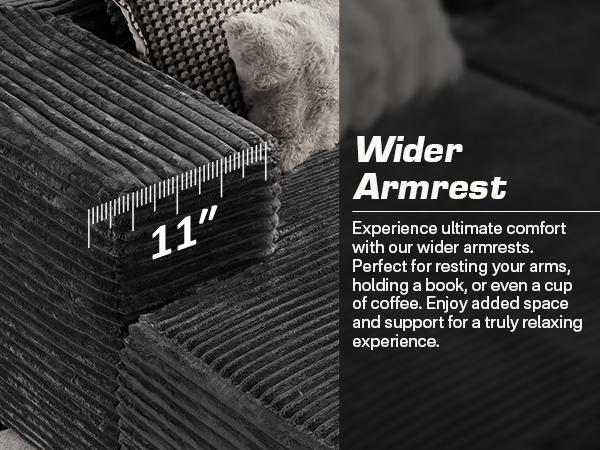 【3 Packages Shipping】Ovios 110" Sectional Cloud Couch for Living Room, Modular Floor Sofa with Plush Corduroy, No Assembly Required, Big Comfy Couches Set with Fluffy Memory Foam, Stupendous U Shaped Sofas with Chaise