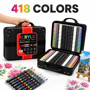 418 Colors Portable High-End Marker Pens, Soft Tip Acrylic Markers, DIY Art Supplies, Ideal for Rock Painting, Calligraphy, Card Making